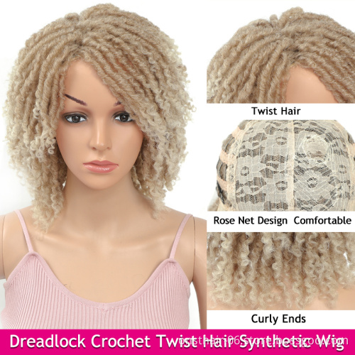 Soft Short 613 Synthetic Wigs For Black Women 14"Inch High Temperature Fiber Dreadlock Ombre Burg Crochet Locs Braid Twist Wigs